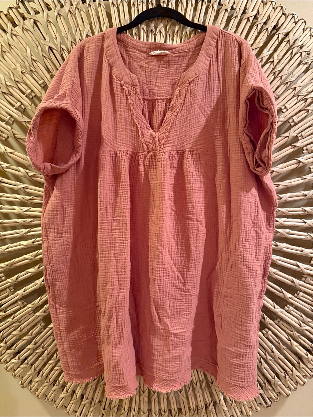 entro Dusty Rose Gauze Peasant Blouse